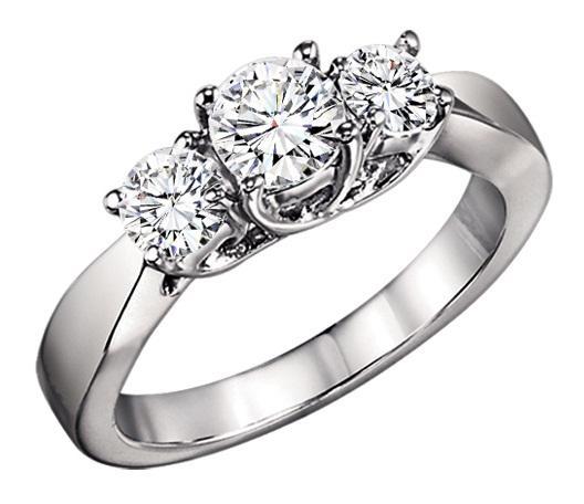 1 ctw Three Stone Diamond Ring in 14K White Gold/3C358LW