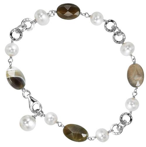 Silver Pearl Agate Bracelet/586B01