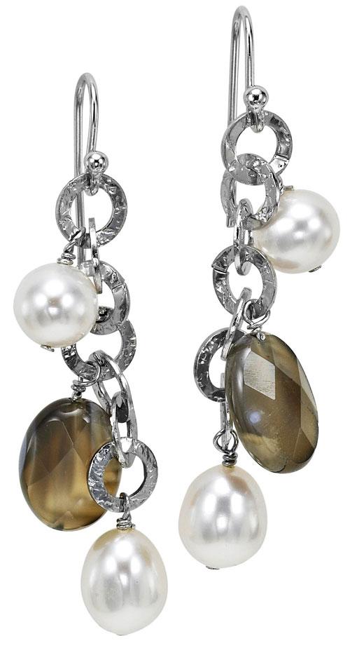 Silver Pearl Agate Earrings/586E01