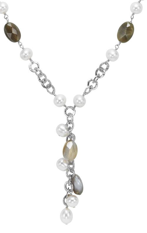 Silver Pearl Agate Necklace/586N01