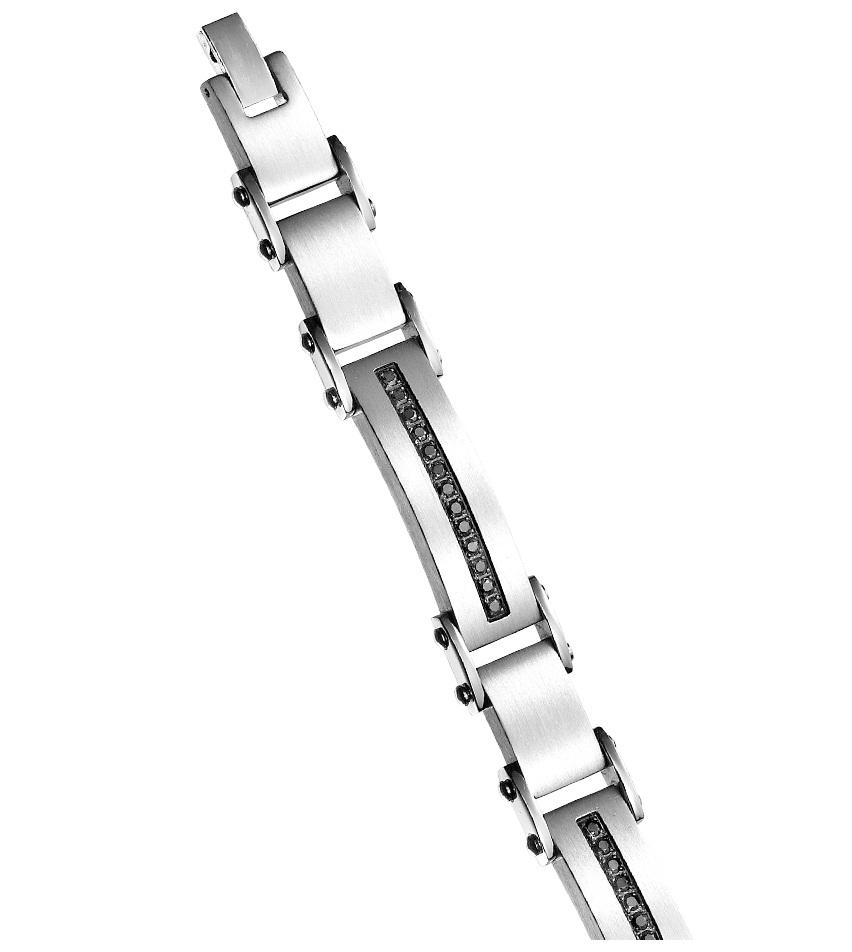 Stainless Steel Black Diamond Bracelet / AMS1010
