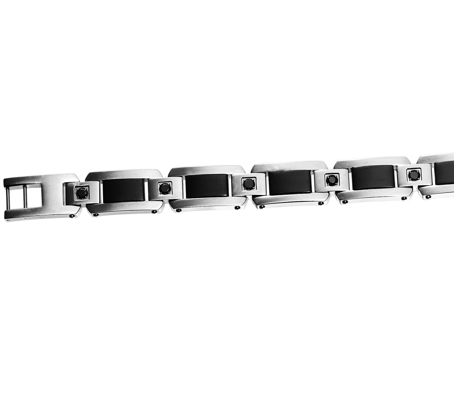 Steel and Black Diamond Bracelet / AMS1014