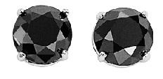 1/2 ctw Black Diamond Solitaire Earrings in 10K White Gold / BSE6050