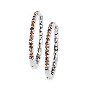 Silver Brown Diamond Earrings 1/4 ctw / FE1120