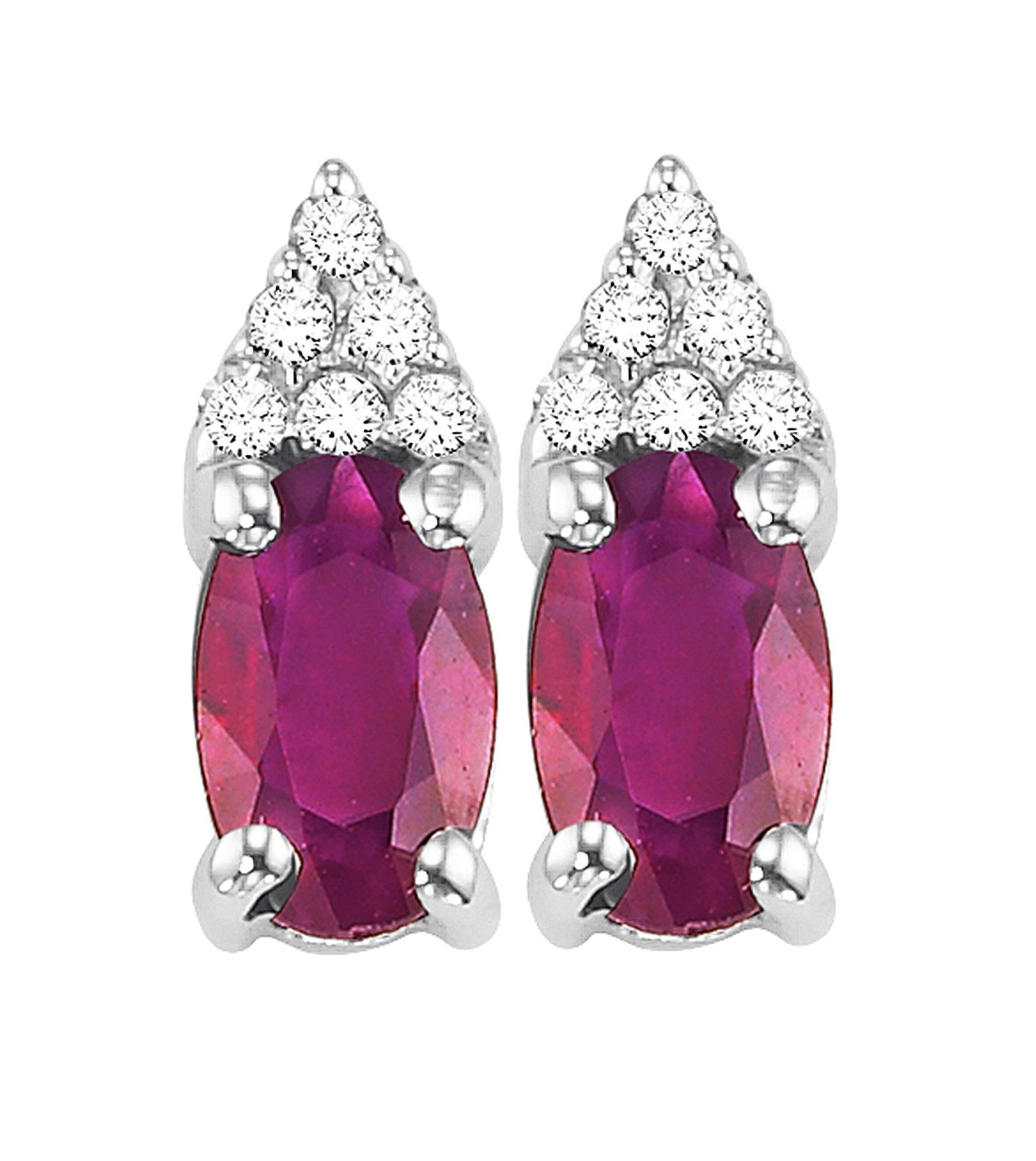 Ruby & Diamond Earrings in 10K White Gold / FE4025