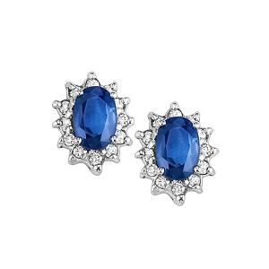 Sapphire & Diamond Earrings in 10K White Gold / FE4077
