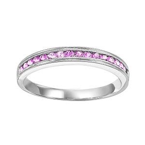 Pink Sapphire & Diamond Ring in 10K White Gold /FR1031