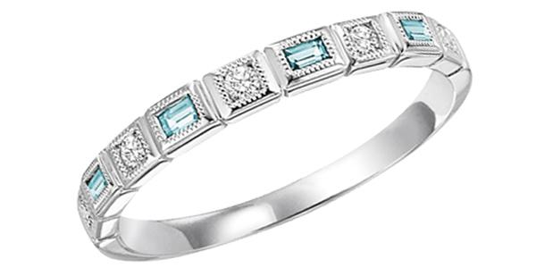 Blue Topaz & Diamond Ring in 10K White Gold / FR1200