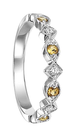 Citrine & Diamond Ring in 10K White Gold / FR1216
