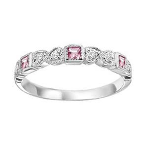 Pink Tourmaline & Diamond Ring in 14K White Gold / FR1229