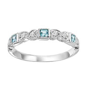 Blue Topaz & Diamond Ring in 14K White Gold / FR1230