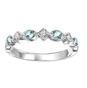 Blue Topaz & Diamond Ring in 14K White Gold / FR1236