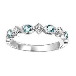 Aquamarine & Diamond Ring in 14K White Gold / FR1272  