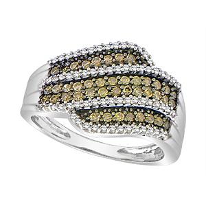 1/2 ctw Brown & White Diamond Ring in 10K White Gold / FR1330