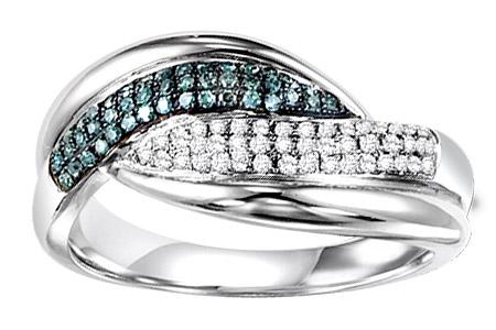 Blue & White Diamond Ring in 14K White Gold/FR1347