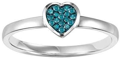 Silver & Blue Diamond Ring :  FR1355