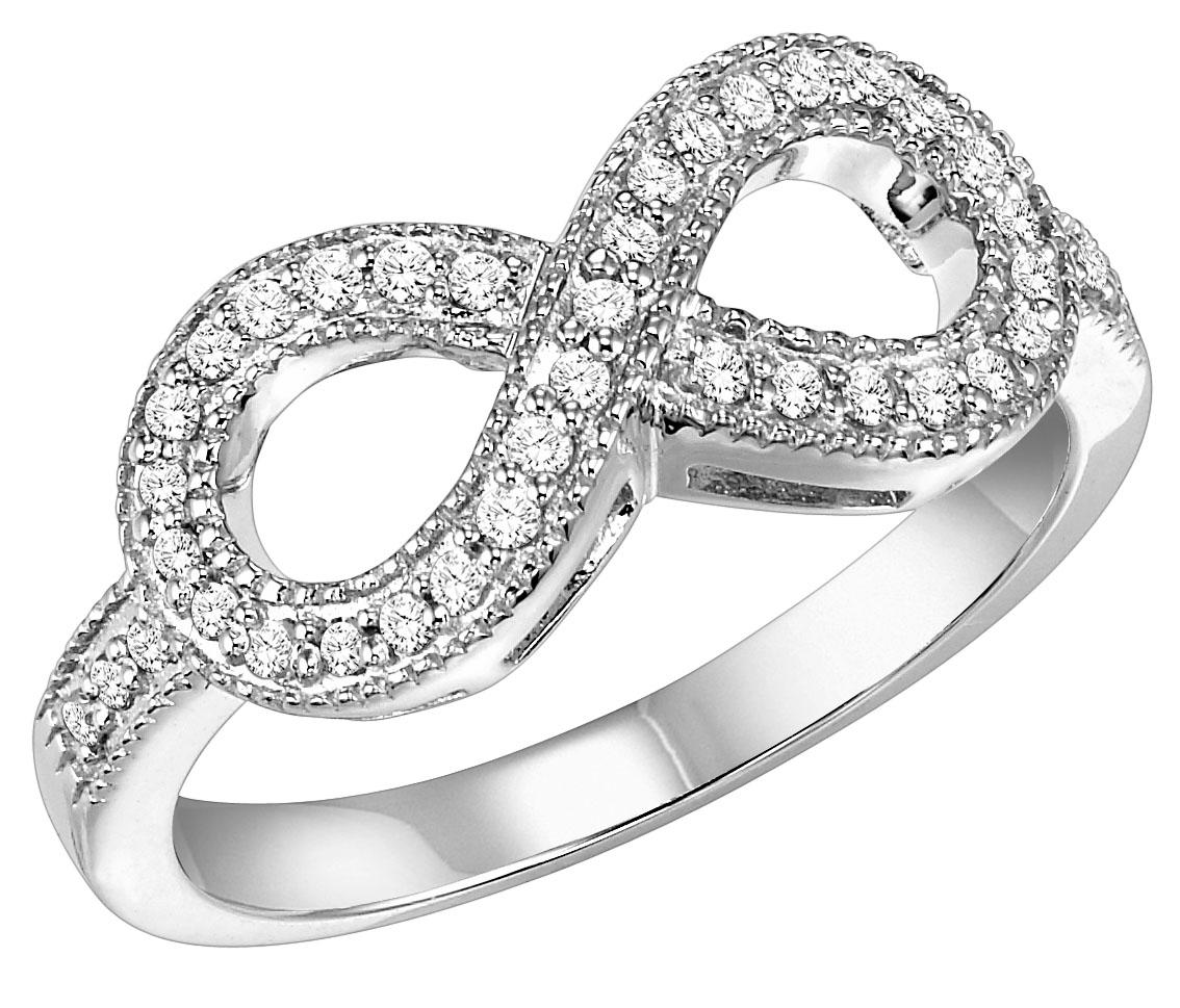 Silver &  Diamond Infinity Ring 1/4 ctw :  FR1393