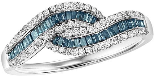 Gold Blue & White Diamond Ring 1/2 ctw/FR1401