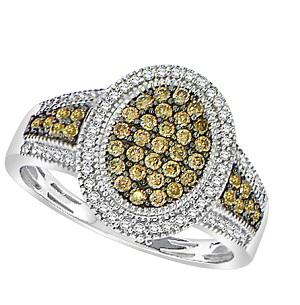 3/8 ctw Brown & White Diamond Ring in 10K White Gold / FR4087