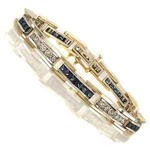14K White Gold Diamond & Sapphire Bracelet:G171WSC