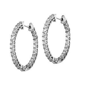 2 ctw Ideal Cut Diamond Earrings in 14K White Gold / HDER093ID