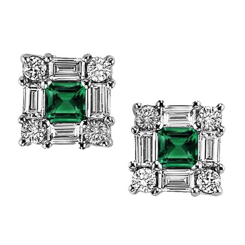 Emerald  & Diamond Earring set in 14K Gold