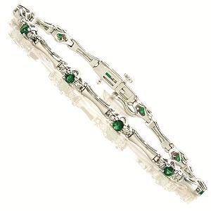 14K White & Yellow Gold Diamond and Emerald Bracelet / ISB948WEC