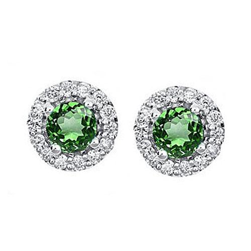 Emerald & Diamond Earring in 14K White Gold
