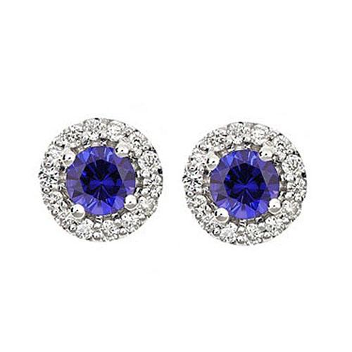 Sapphire & Diamond Earring in 14K White Gold