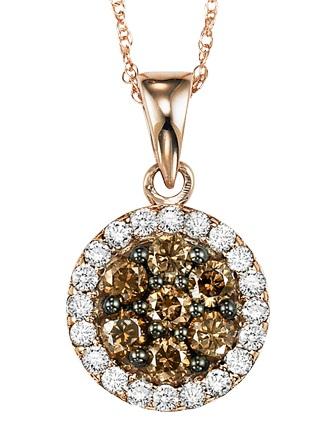Pink Gold Brown and white Diamond Pendant 1/2 ctw:NP695P