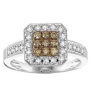 1/2 ctw Brown & White Diamond Ring in 10K White Gold / NR1727