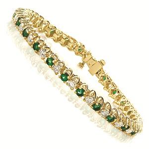 14 K Yellow Gold Diamond & Emerald Bracelet / SB946EYC7