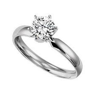 1 ct Round Cut Diamond Solitaire Engagement Ring in 14K White Gold /SRBF100