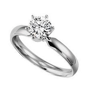 1/2 ct Round Cut Diamond Solitaire Engagement Ring in 14K White Gold/SRBF50