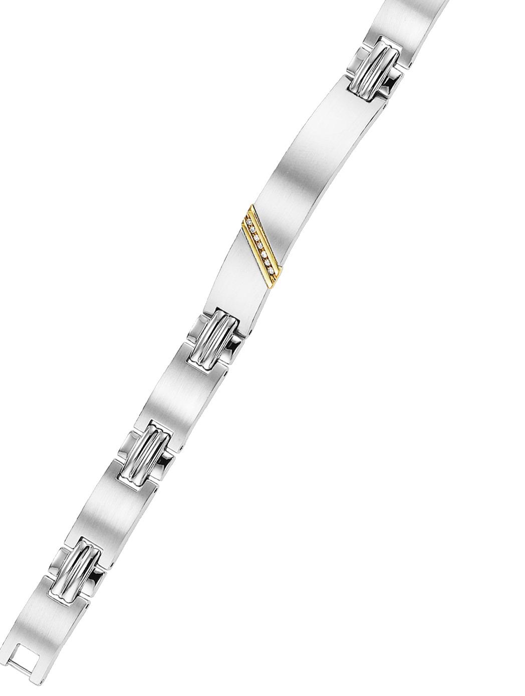 Men's Diamond Bracelet in Stainless Steel & Gold