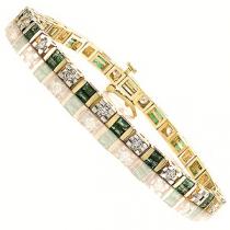 14K Gold Diamond & Emerald Breacelet:B100EYC