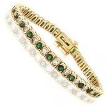 14K Gold Diamond & Emerald Bracelet / B209EYC5