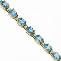 14K Gold Diamond & Blue Topaz Bracelet : B213WBC6