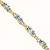 14K Gold Blue Topaz Bracelet / B238YB6x4