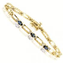 14K Yellow Gold Diamond & Sapphire Bracelet / B42C3YSC