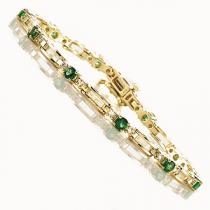 14K Yellow Gold Diamond & Emerald Bracelet /B42DYEC