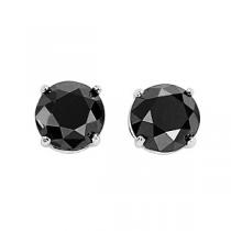 1 ctw Black Diamond Solitaire Earrings in 10K White Gold/BSE6100