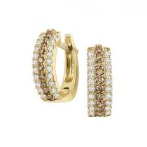 1/2 ctw Brown & White Diamond Earrings in 14K Yellow Gold /FE1134 