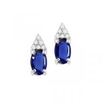 Sapphire & Diamond Earrings in 10K White Gold / FE4027-10