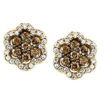 3/8 ctw Brown & White Diamond Earrings in 10K Yellow Gold/ FE4073-10