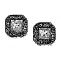 Black Diamond Earrings in Sterling Silver / FE4075