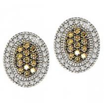 1/3 ctw Brown & White Diamond Earrings in 10K White Gold / FE4087