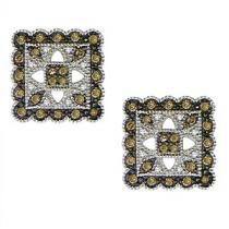 3/8 ctw Brown & White Diamond Earrings in 10K White Gold / FE4089
