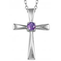 Silver Amethyst Cross (Available in all Birthstones)/FP1269M