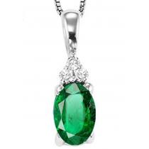 Gold Diamond & Emerald Pendant (Available in all Birthstones)/FP4023-10